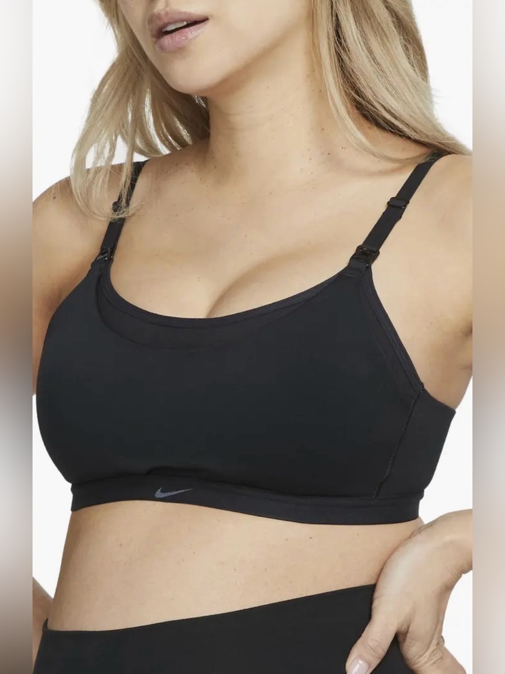 Nike Alate Dri Fit Black Maternity Nursing Sports Bra Sz XL